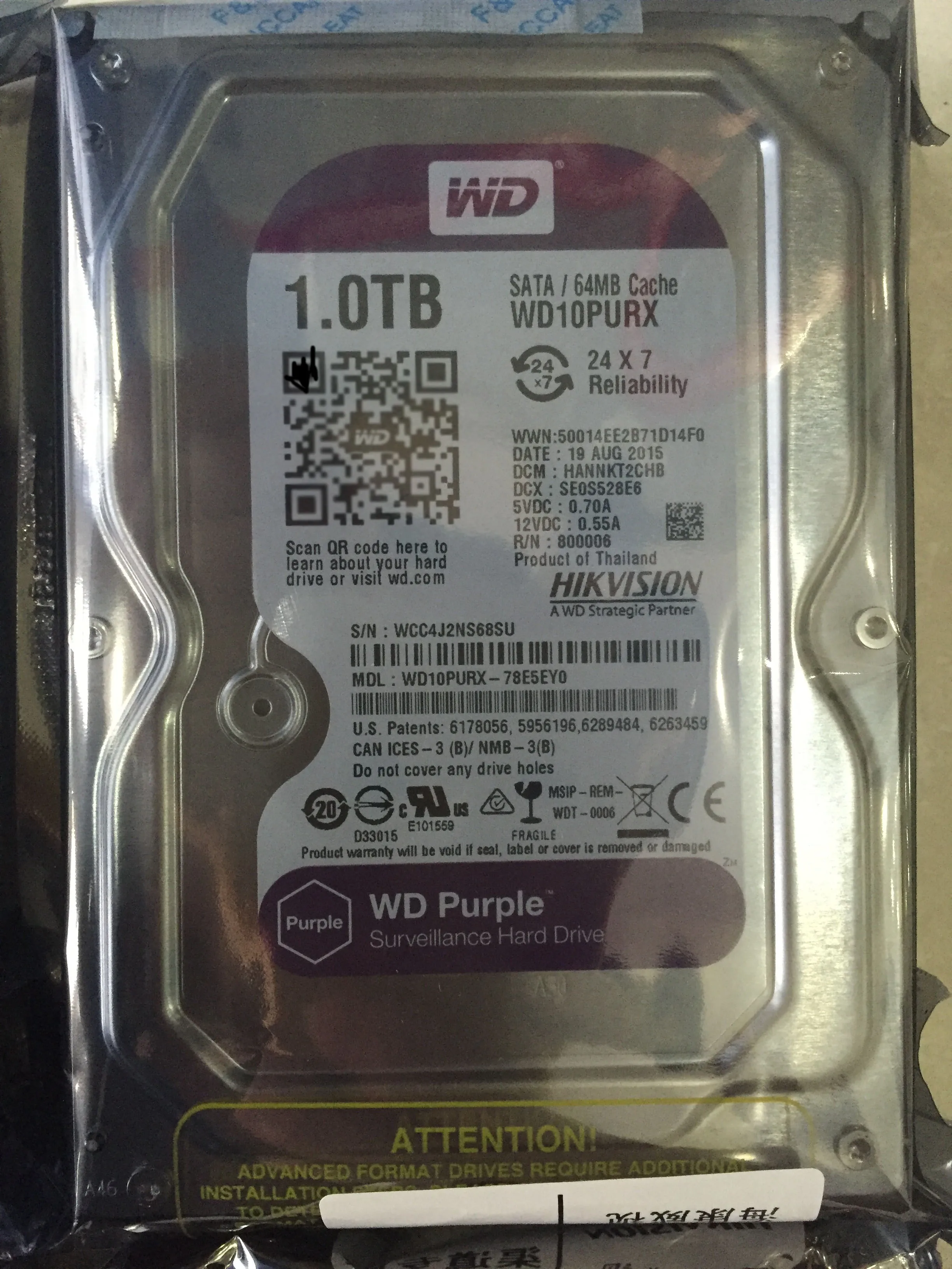 WD10PURX оригинальные жесткие диски WD 1T HDD жесткий диск для системы