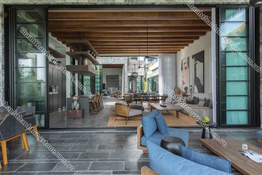 Vietnam Blue Limestone Gothic Tumbled 40x40x2 Antic Paver Garden Floor Floor Asian Bluestone Cheap Price Factory High Quality