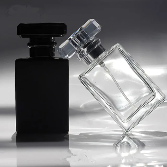 30ml 50ml 100ml Empty Luxury Square Spray Fragrance Perfume Bottle with Metal Lid Spray Pump Glass Bottle