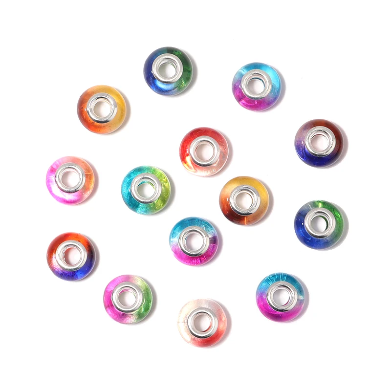 Новое поступление, разноцветные бусины из смолы с большим отверстием для изготовления ювелирных изделий своими руками, браслетов, ожерелий