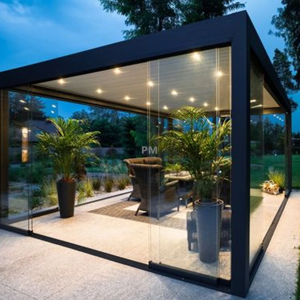 Patio Sun Shade Canopy Powder Coated Electric Gazebo Outdoor Metal Arches Garden Pergolas Aluminum Set