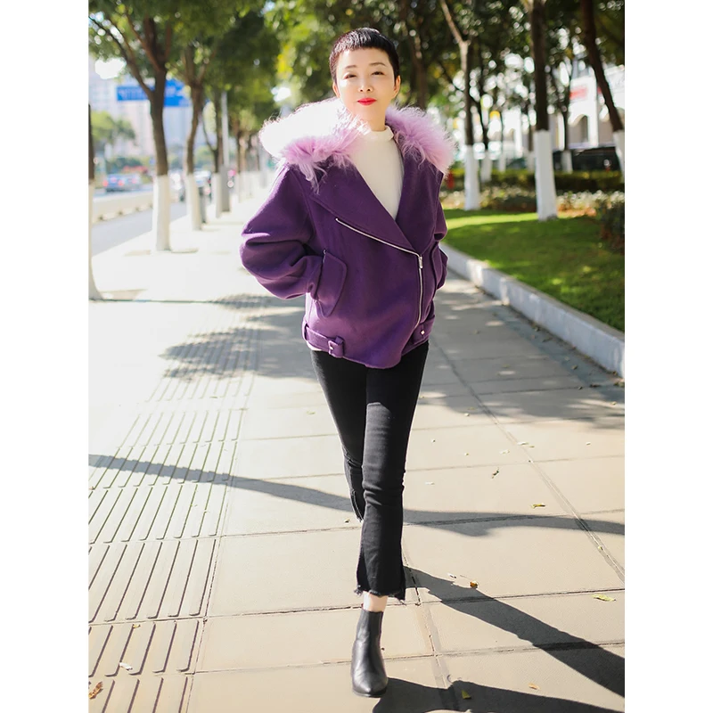 
RENI original loose size cashmere coat winter warm fashion short jacket coat 