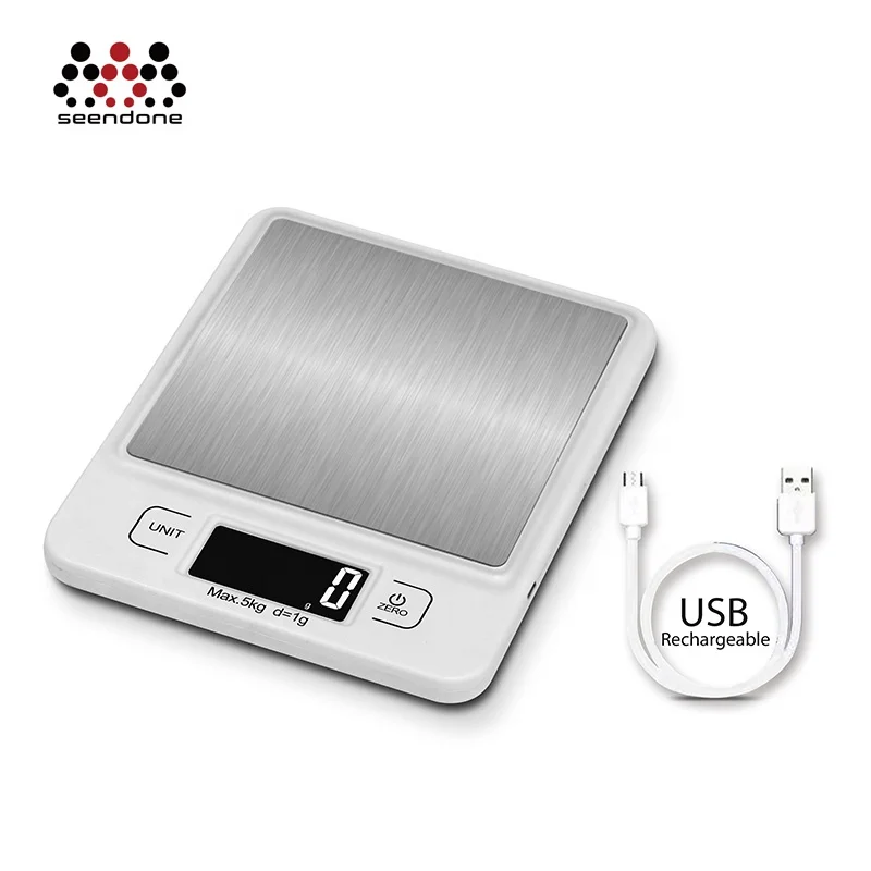 
Digital Kitchen Scale Stainless Steel Household Rechargeable Battery Weighing Scale 