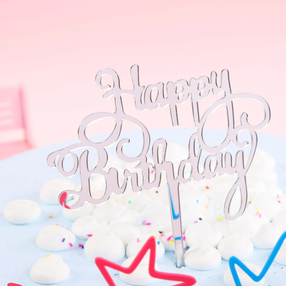 Wholesale 7 Colors Happy Birthday Cake Topper Acrylic Cake Decorations