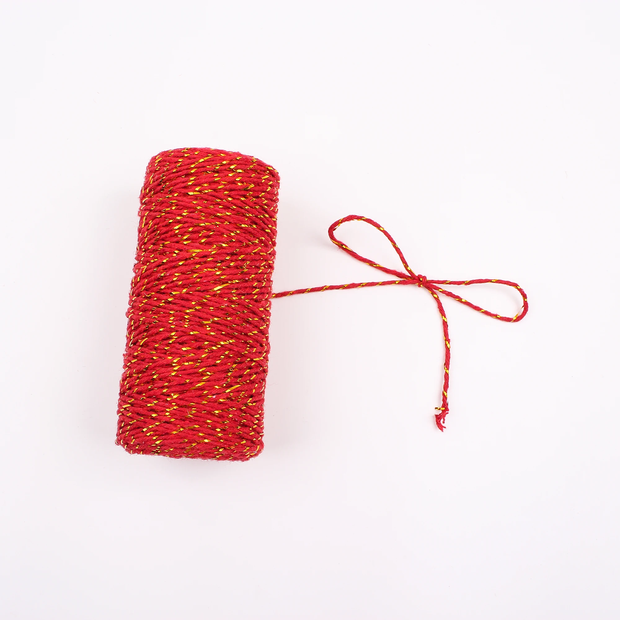 2mm Red Gold Silk Cotton Rope DIY Handwoven Gift Packaging Rope Christmas Decoration Binding Hanging Tag Rope RC06261212