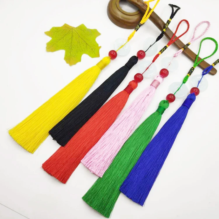  Factory stock vertical hanging car decoration color long silk tassel Chinese style beaded