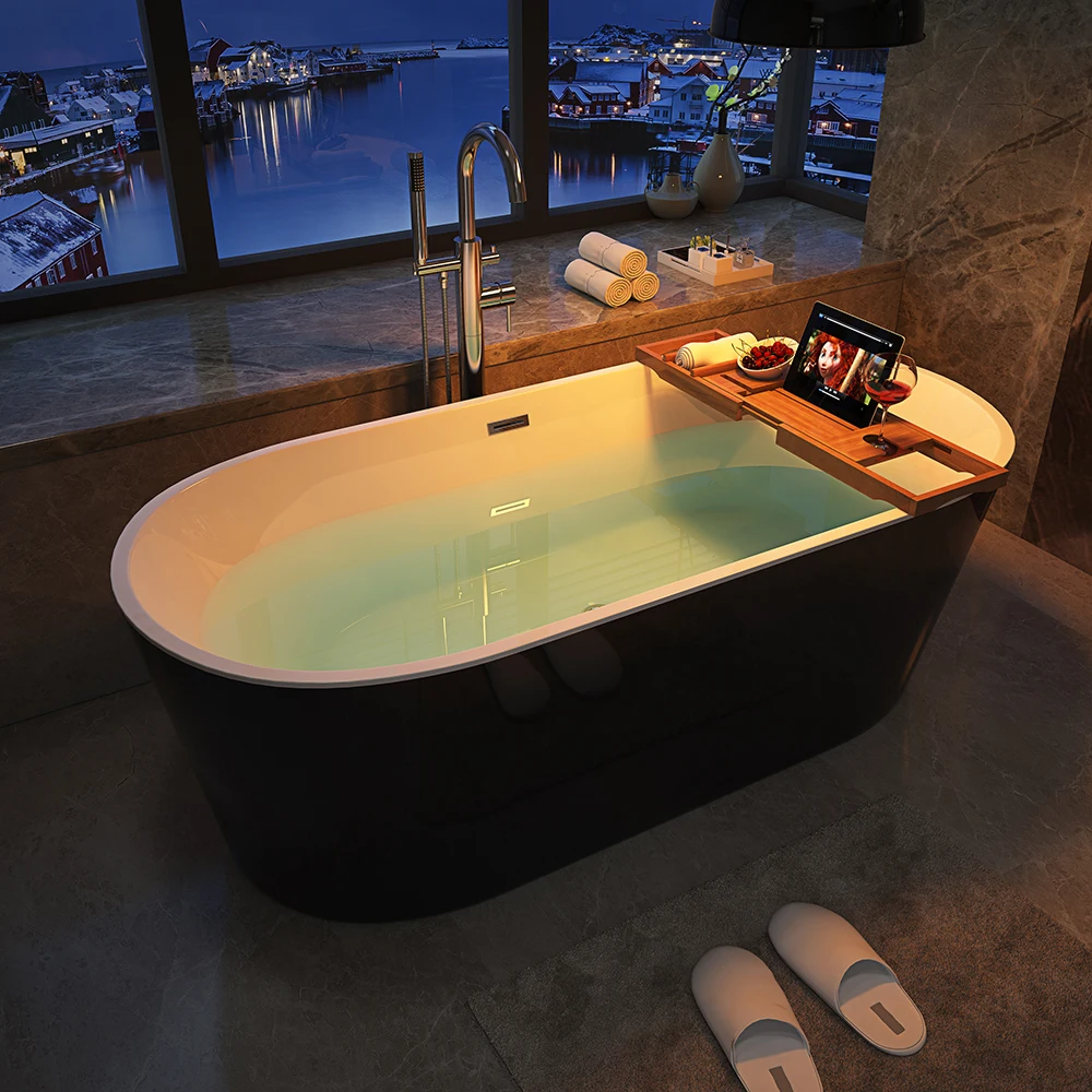 2021 Hourglass Hot Tub Freestanding Artificial Stone Bathtub For Adults