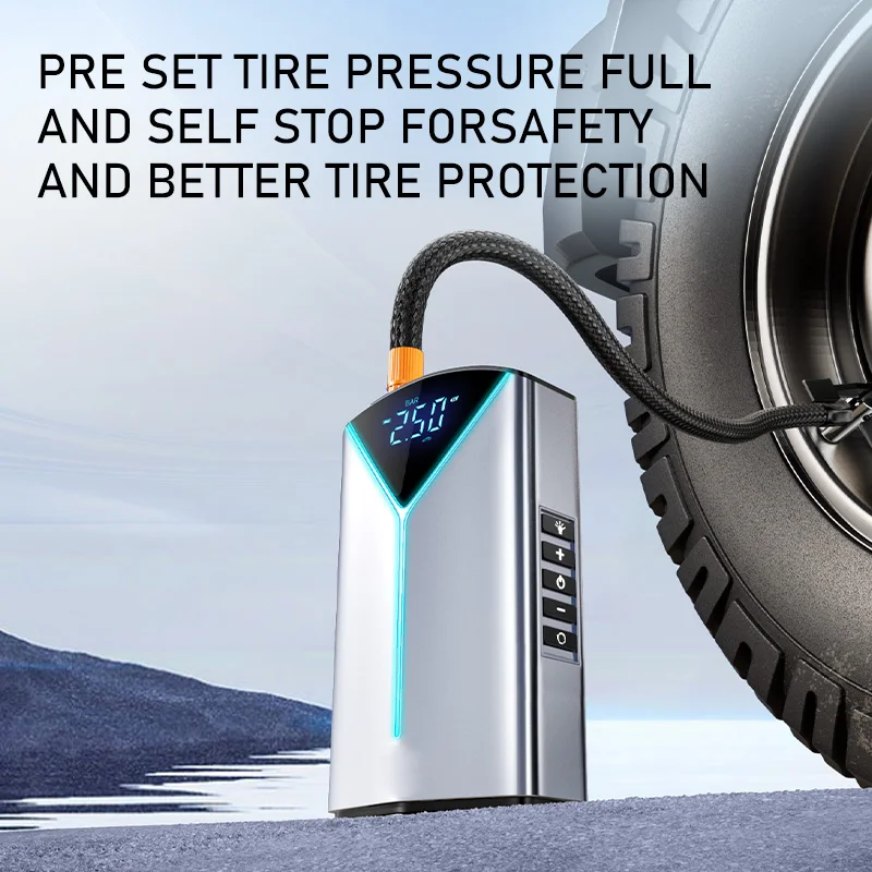 10000mAh Capacity 14.8V Peak 1000A Jump Starter  Air Compressor 150 Psi Portable Car Emergency Tools Jump Starter Tire Inflator