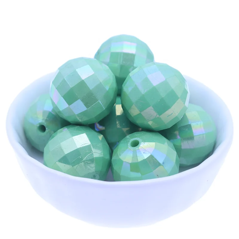 Top Selling Slide Solid Disco Round Chunky Fashion Cranberry Rose AB Acrylic Beads