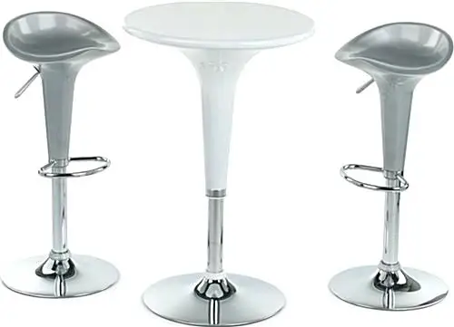 China Best Price Home Club Ajustable Bar Smooth Chromed Base Small Round Plastic Top Bar Table For 2 Seats