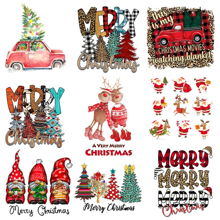 Plastisol Screen Print Heat Transfer Merry Christmas Sticker Plastisol Screen Print Heat Transfer For non-woven bag