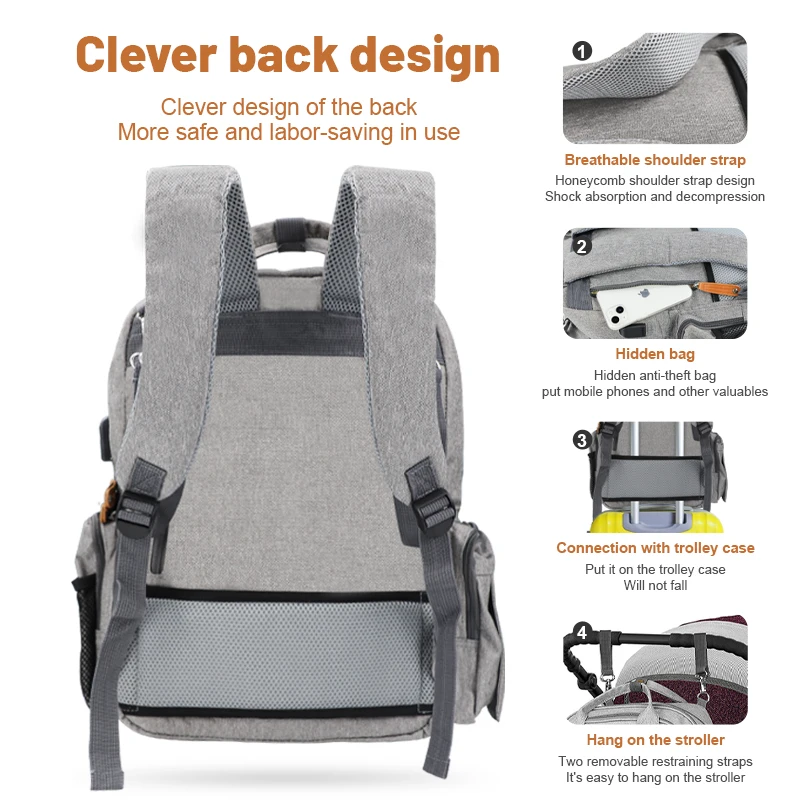 2022 hot Amazon OEM/ODM custom waterproof Heat preservation mommy bag diaper storage diaper backpacks baby bag diaper bag