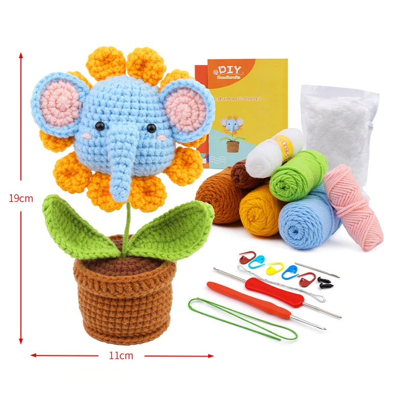 DIY Knitting learn to crochet panda plant kit Creative Handmade crochet animal kit flower