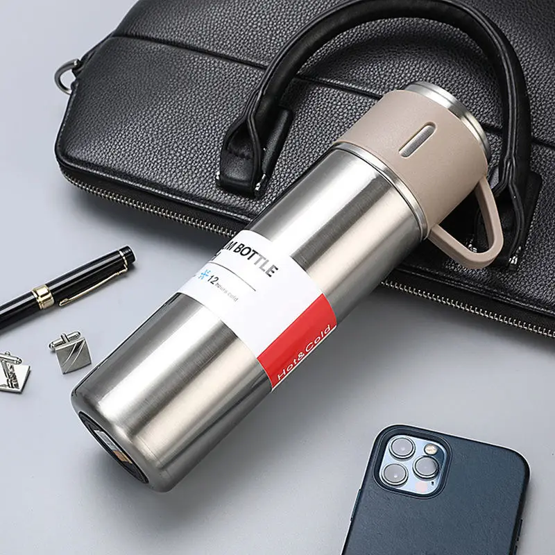 304 Stainless Steel Thermo Mug 500ml Vacuum Insulated Bottle with Cup for Coffee Hot & Cold Drink