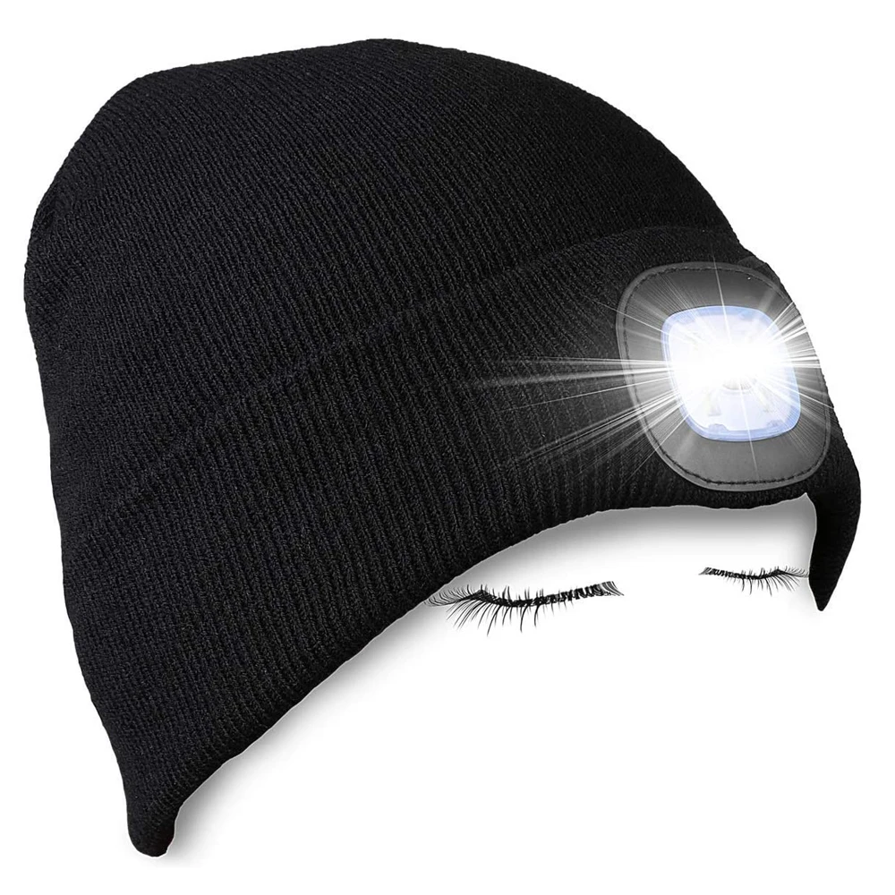 LED Beanie Headlamp Hat with Light for Kids Unisex USB Rechargeable Light Up Hat Adjustable Brightness Cap Winter Flashlight