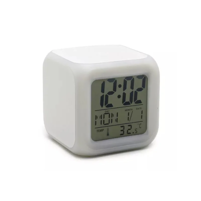 Factory price 7 Color Change Digital Sublimation  Alarm Clock Glowing Led style Digital Alarm Clock for custom printing