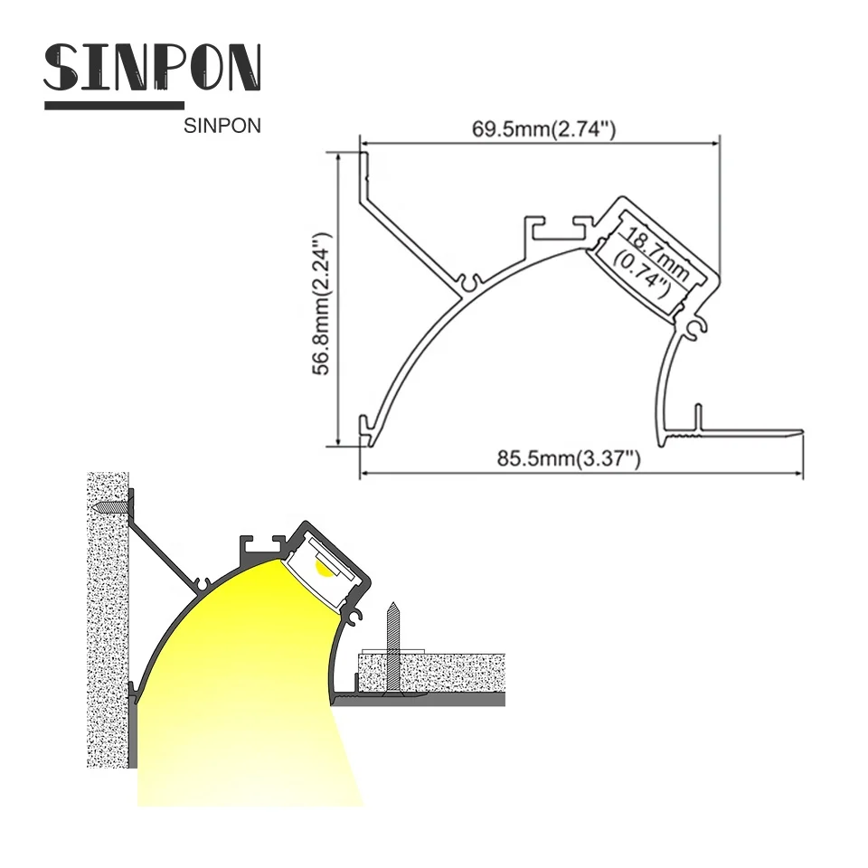 ALU8657 85.5mm * 56.8mm Led Aluminum Profile