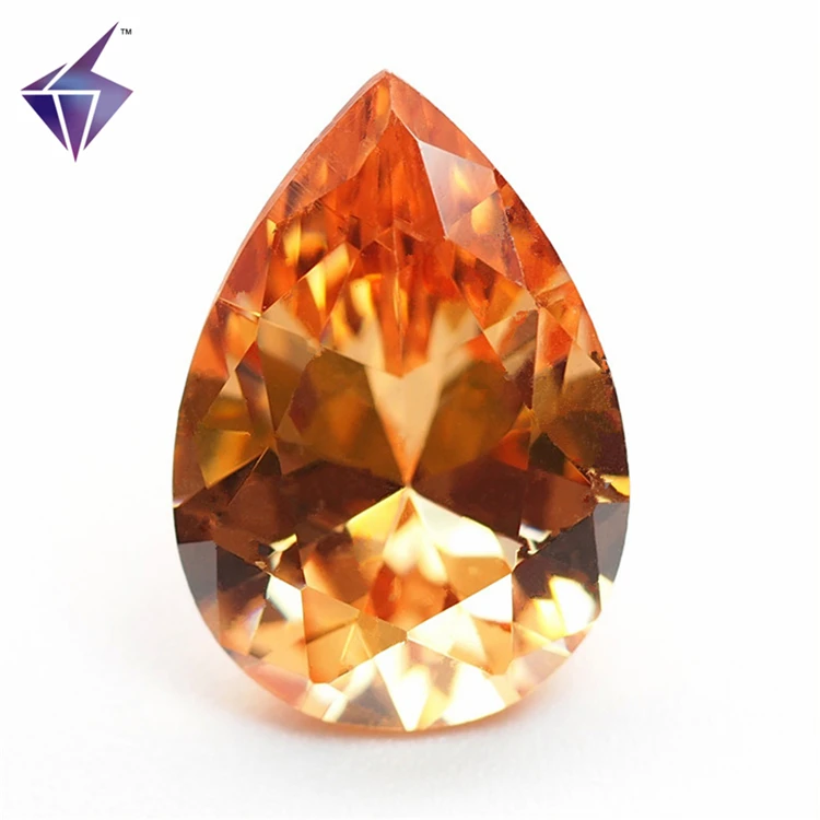 Champagne color diamond cut pear shape cz gemstones jewelry beads