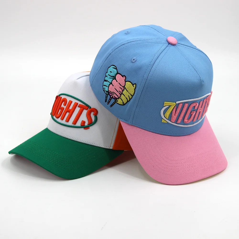 Cap manufacturer Custom 5 panel curved brim structured baseball ball cap with embossed logo