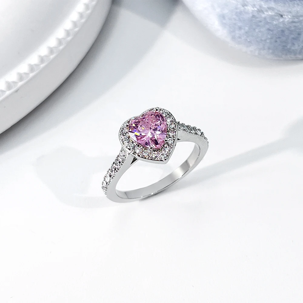 Factory Wholesale 5A CZ Hypoallergenic Waterproof 100% 925 Sterling Silver Heart Rings