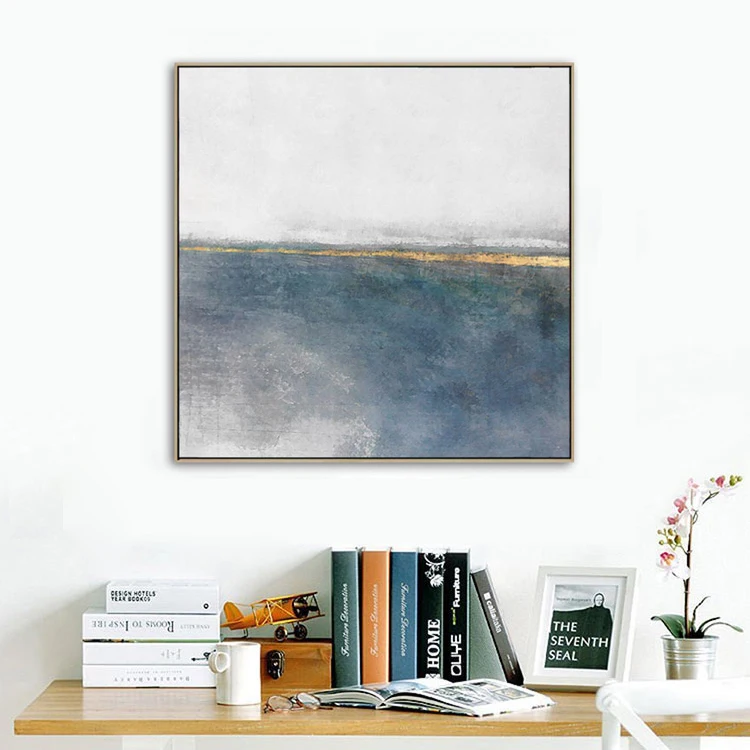 Hand Painted Simple Abstract Canvas Frame Art Picture Modern Wall Painting for Living Room