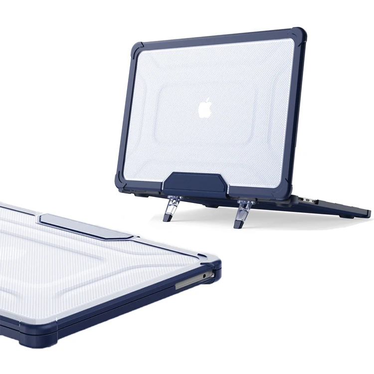 New design anti finger style with stand cover For macbook air m2 2022 clear case apple macbook air m2 13.6 laptop case