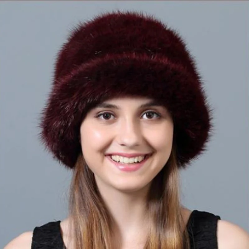 CX-C-101B Wholesale Supplier Ladies Elegant Outfits Sun Hats Natural Real Mink Fur Hat for Women