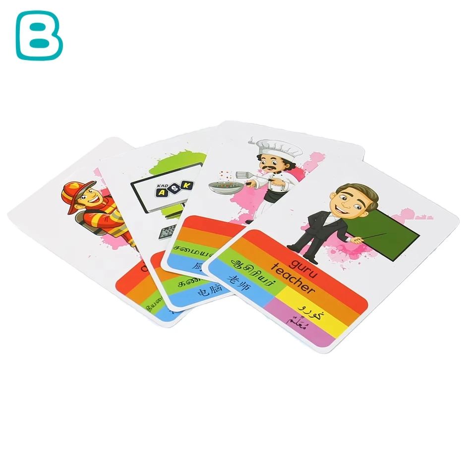 Factory Custom Flash Card Printing Customized Children Education Cards Game Multilingual Learning Card Set