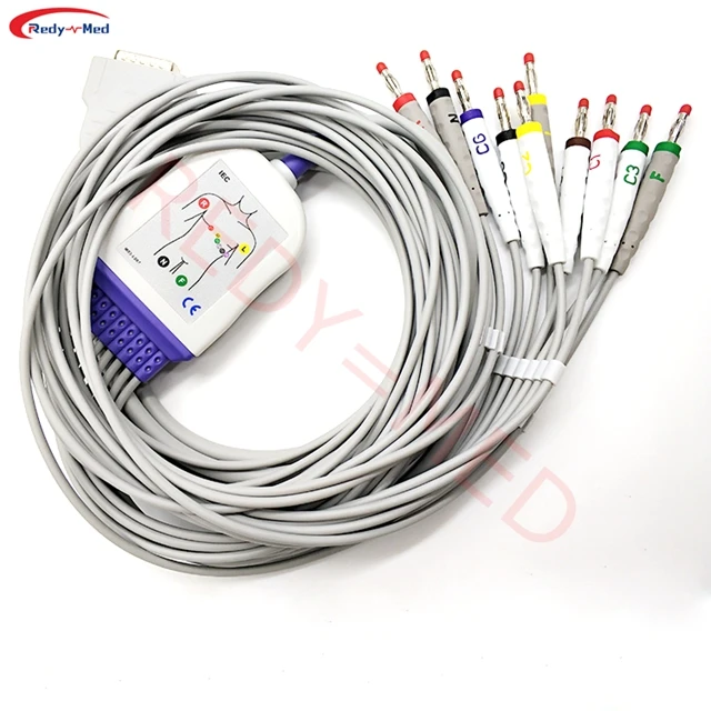 10 Lead Ecg Ekg Cable With Banana 4.0