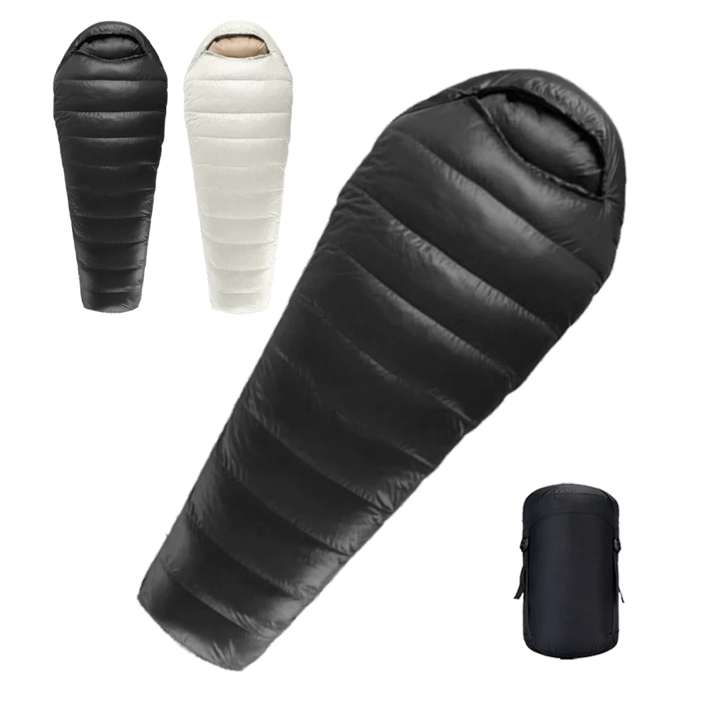 wholesale portable outdoor camping multipurpose 1.27kg goose down emergency mummy sleeping bags for 3 seasons  weather