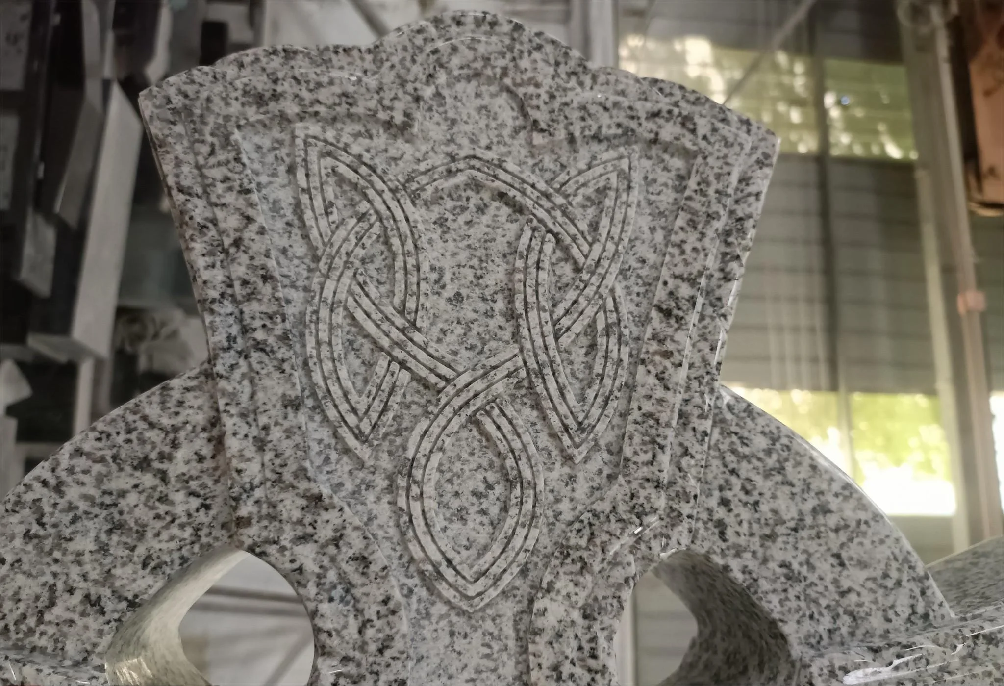 Carved Celtic Cross Monument Ireland Style Grey White Granite Tombstone