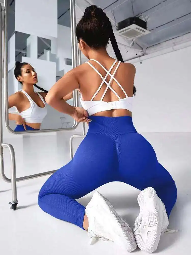 Ribbed Push up yoga leggings Women Gym Fitness Wear Acid Wash Leggings Sportswear Workout Clothes Yoga Pants Scrunch Butt Tights