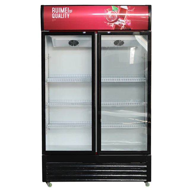 Drink Bottle Cooler Display Refrigerator Commercial Double Glass Door Beverage Fridge