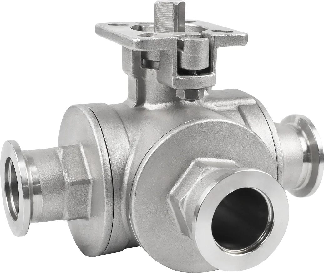 High Pressure Sanitary 3way Tri Clamp Vacuum Manual Pneumatic Ball Valve chuck joint quick contact negative pressure for wine