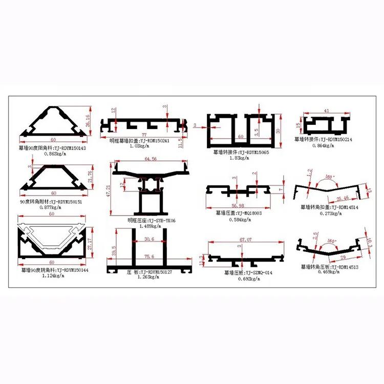 Factory Cheap Price Building 15032 Semi-suppress Board cutting machine aluminum composite cladding profile