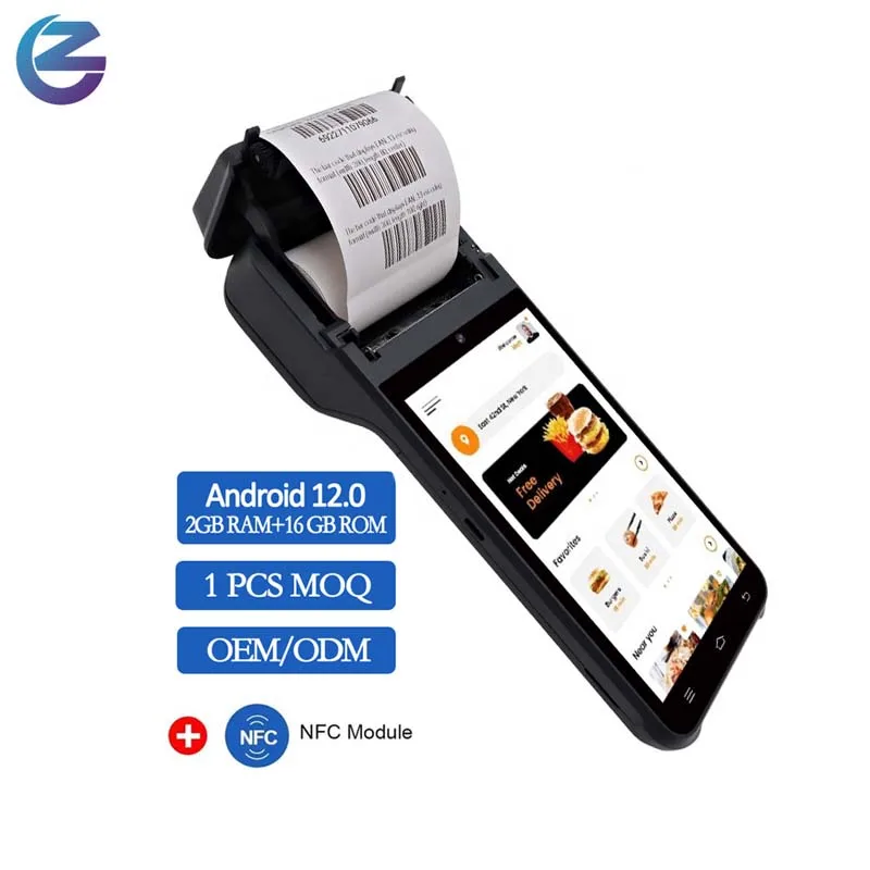 Portable Android POS Z92 wireless 4g gprs smart handheld POS devices with big battery  thermal printer POS