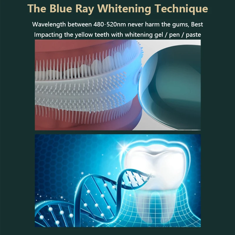 CE Certification waterproof auto whitening machine 360 degree u shape electric toothbrush tooth with removable head