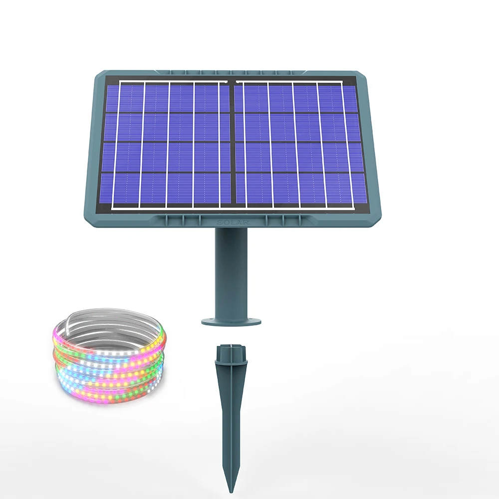 Solar Rgb 5m 50W Led Strip Light Outdoor Flexible Light Ribbon Tape Waterproof Led Strip Backlight Garden Decor