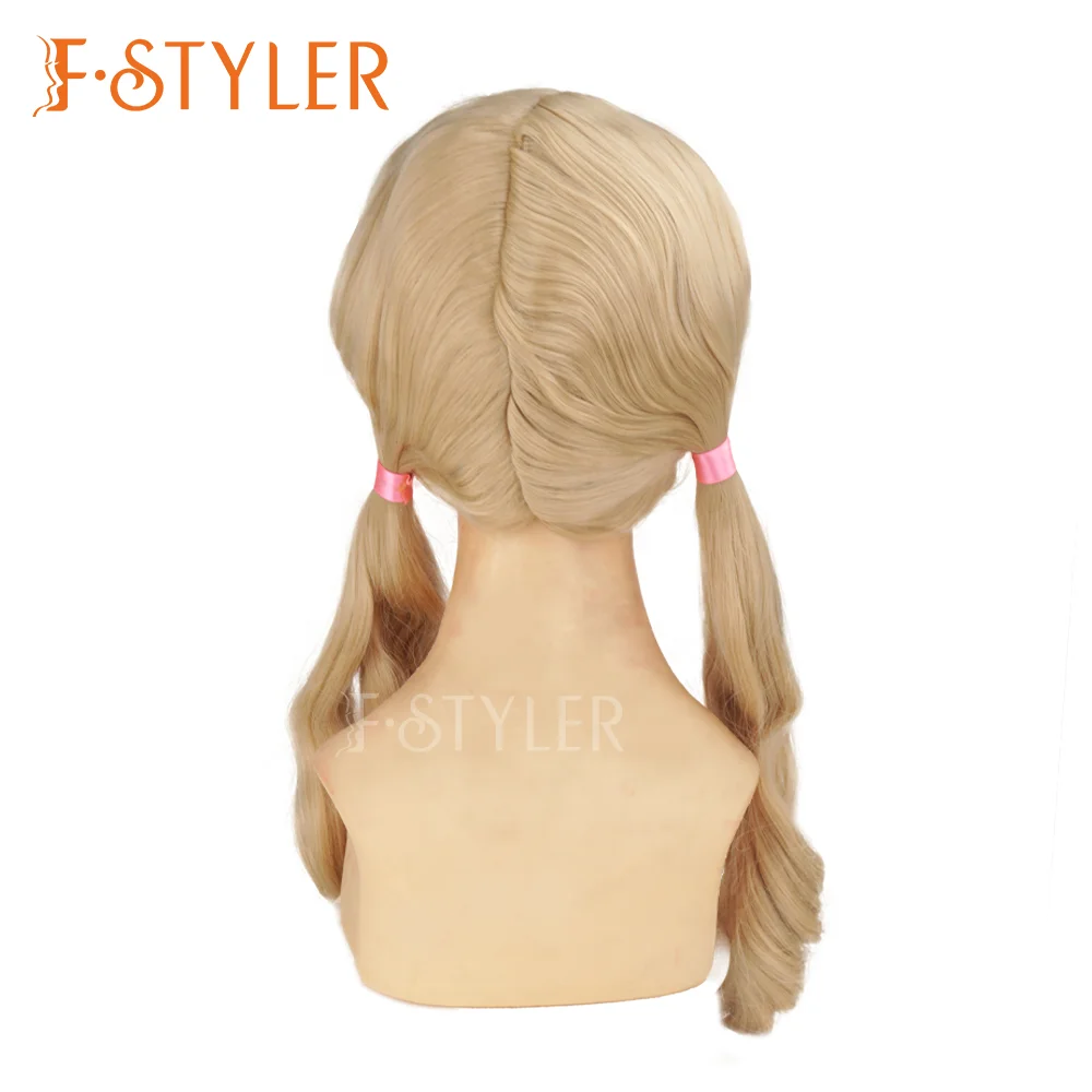 FSTYLER Hot Selling Blonde Low Ponytails with Bangs Synthetic Wig Wholesale Bulk Sale Factory Customize Fashion Costume Wig