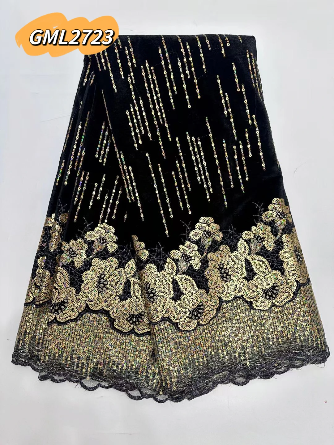 inmyshop 2023 African Sequins Velvet Lace Soft with beads High Quality Stretch Embroidery Nigerian Lace For Bridal Dress Made