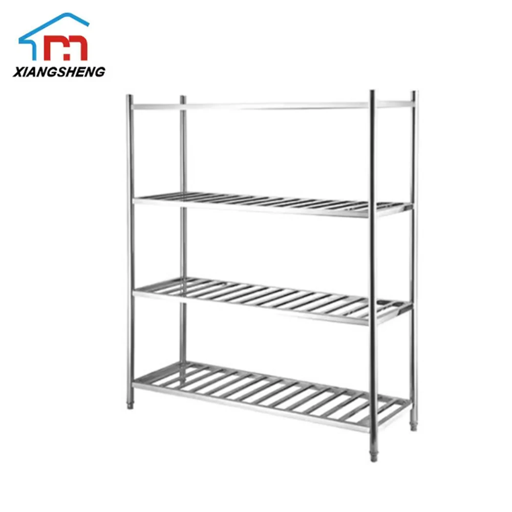 Xiangsheng 4 Tiers Stainless Steel Storage Rack Used Food Rack Shelf For Restaurant