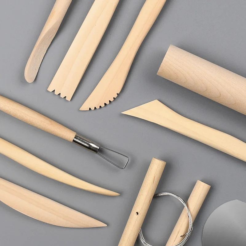 Ceramic clay sculpture wood tools 10-piece set of billet trimming clay sculpture multi-functional engraving ceramic tools