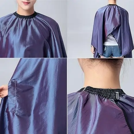 Nylon Polyester Taffeta  Custom Logo Hair Salon Makeup Haircut Gown with Snap Black Barber Apron Hairdresser Capes