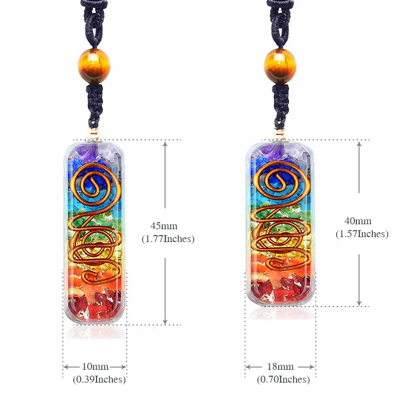 Fashion Healing Natural Stone Bead Crystal Braided Lava 7 Chakra Pendulum Orgonite Necklace for Men And Women