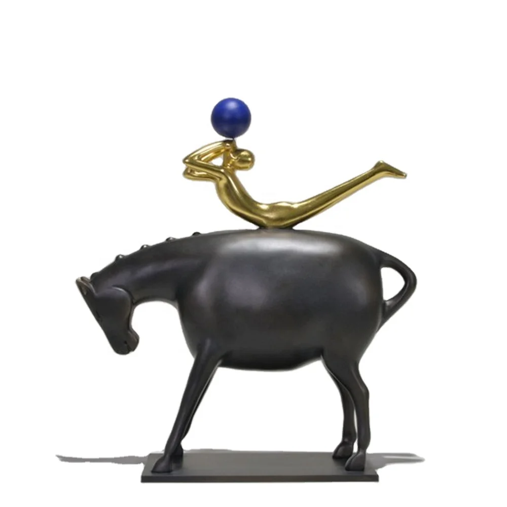 Modern Sculpture ride the green ox Art Craft Ornament Handmade Bronze Gift Custom Gold Foil