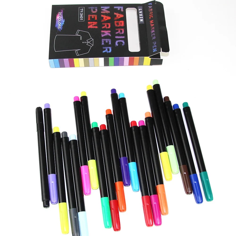 20 видов цветов ткани маркер Перманентный стирки футболка тканя