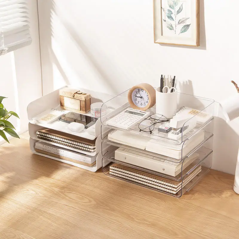 PET Stackable A4 Paper Trays Office Desk File Holder Tidy File Document Letter Book Paper Organizer Organizer Desk Tray