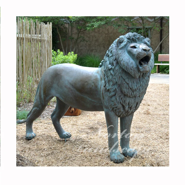 Custom Large Hand Carved Antique Bronze Lying Lion Statue Outdoor Square used brass sculpture