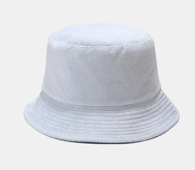 Custom logo terry cotton bucket hat, terry towel bucket  caps