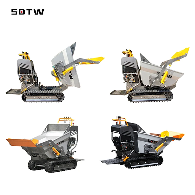 800kg Wheelbarrow Mini Dumper Briggs stratton Electric Start Mini Site Dumper Mini transporter Track Carrier with hydraulic